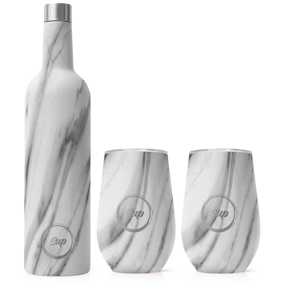 Insulated Wine Bottle & Tumbler Bundle Marble