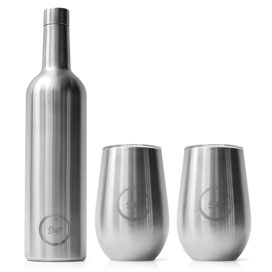 Insulated Wine Bottle & Tumbler Bundle Stainless Steel