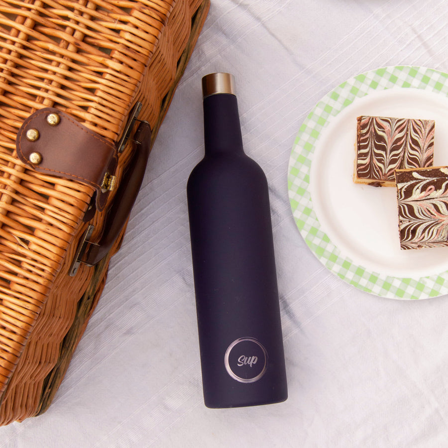 midnight navy insulated wine bottle partner for picnics and wine