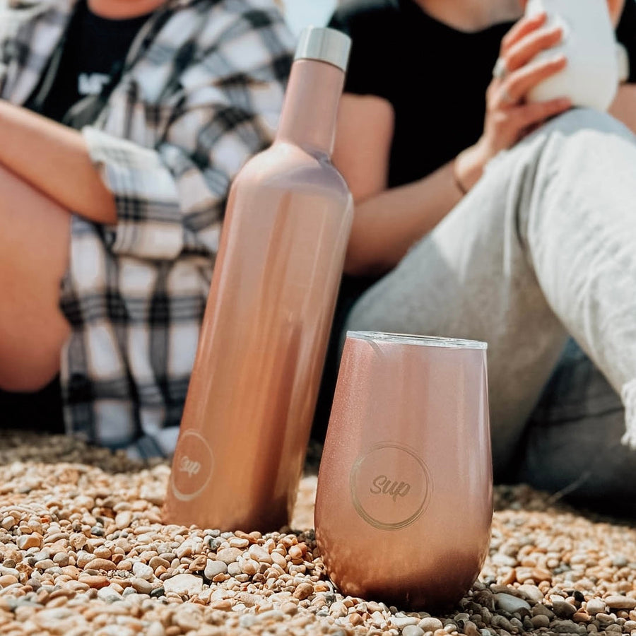 Insulated Wine Bottle & Tumbler Gift Set Rose Gold