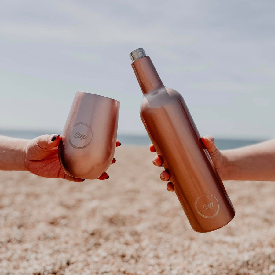 Insulated Wine Bottle & Tumbler Gift Set Rose Gold