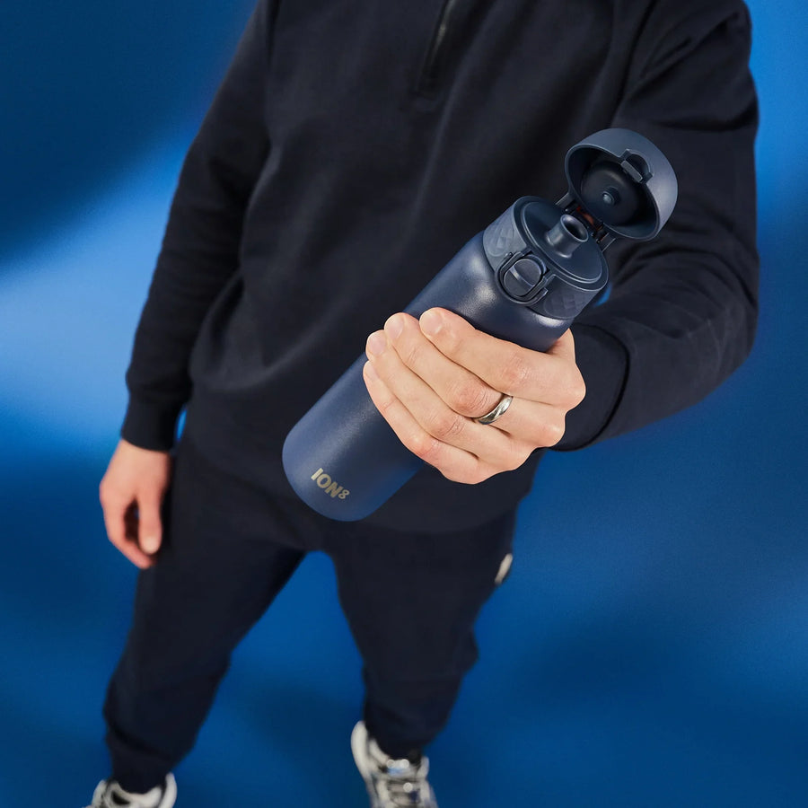 Ion8 Leak Proof Slim Thermal Steel Water Bottle, Insulated, Ash Navy, 500ml (17oz)