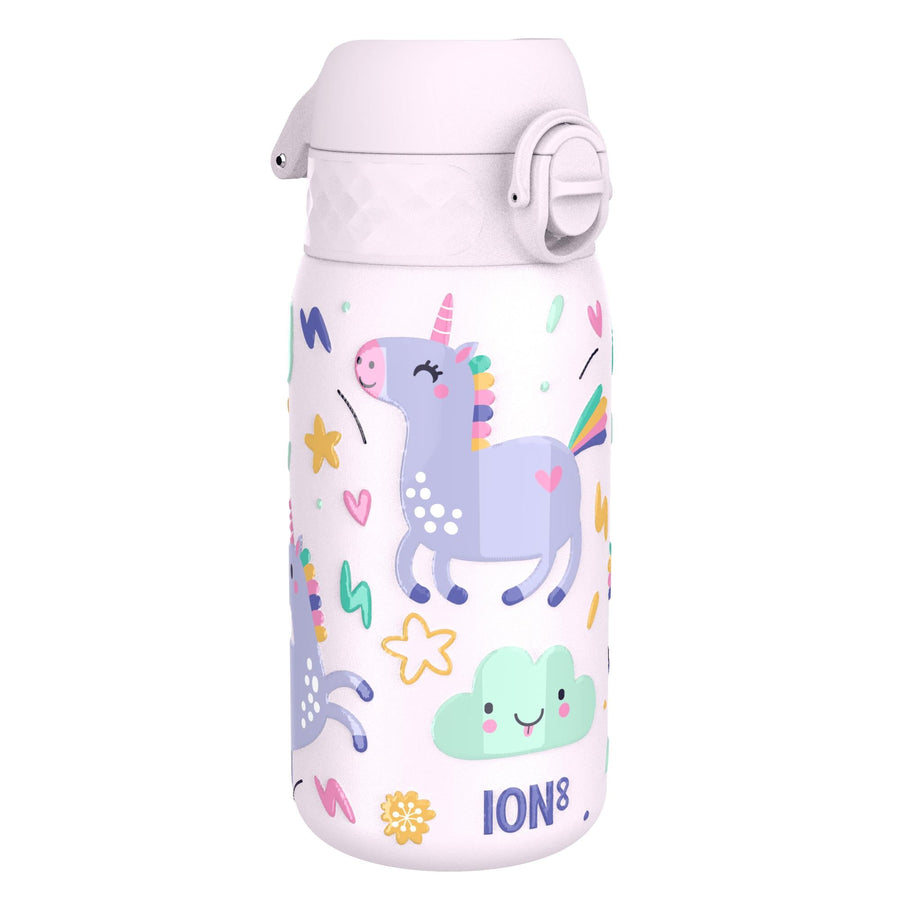 Ion8 Leak Proof Kids Water Bottle, Stainless Steel, Unicorns, 400ml (13oz)