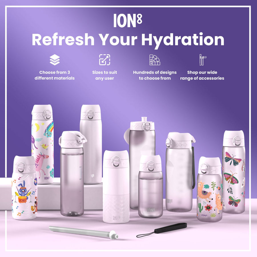 Ion8 Leak Proof Kids Water Bottle, Stainless Steel, Unicorns, 400ml (13oz)