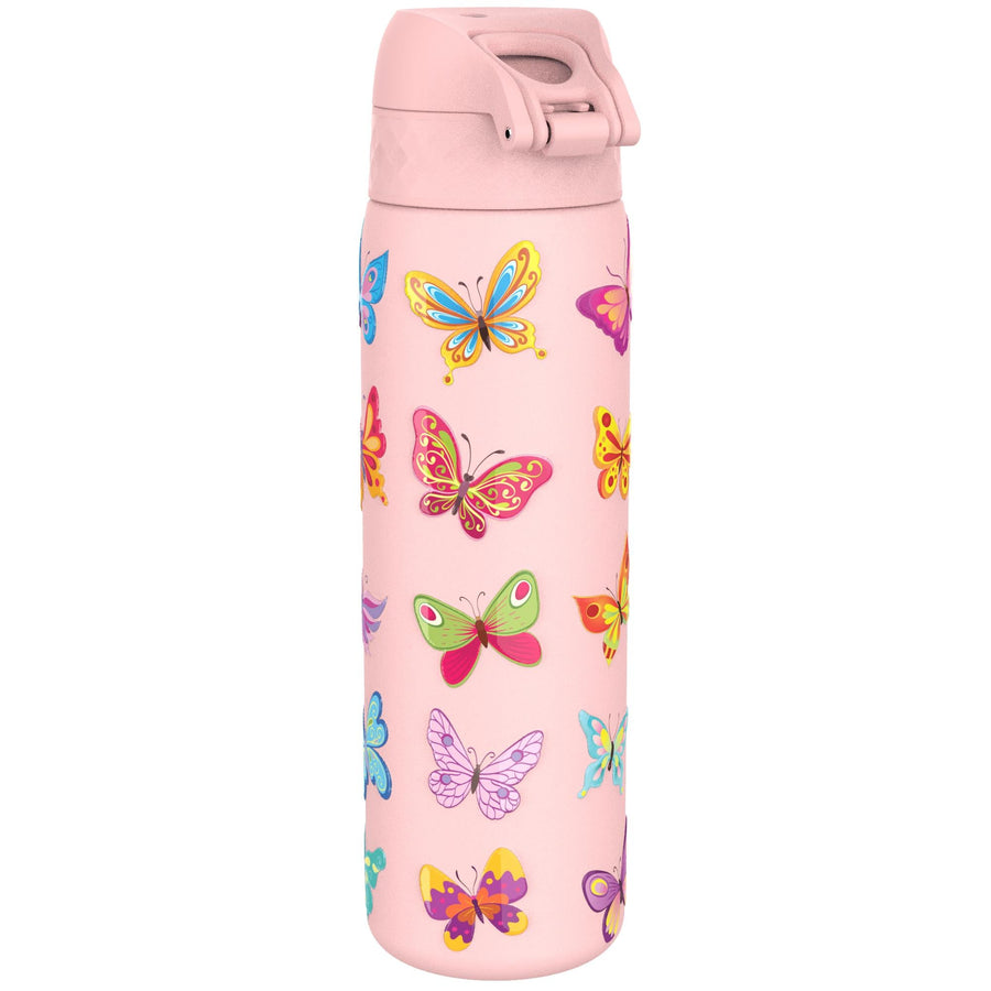 Ion8 Leak Proof Slim Water Bottle, Stainless Steel, Butterfly, 600ml (20oz)