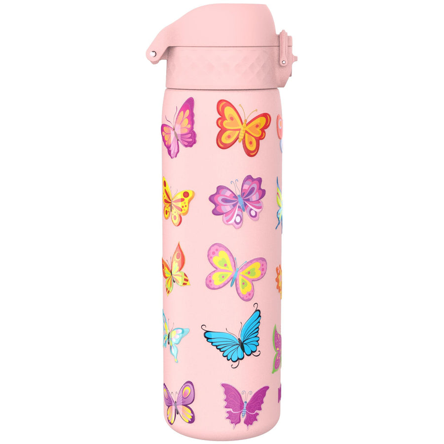Ion8 Leak Proof Slim Water Bottle, Stainless Steel, Butterfly, 600ml (20oz)