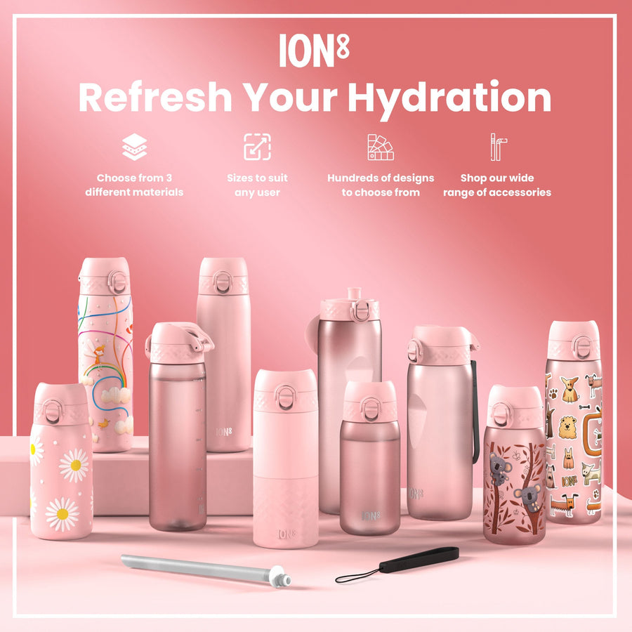 Ion8 Leak Proof Slim Thermal Steel Water Bottle, Insulated, Rainbows, 500ml (17oz)