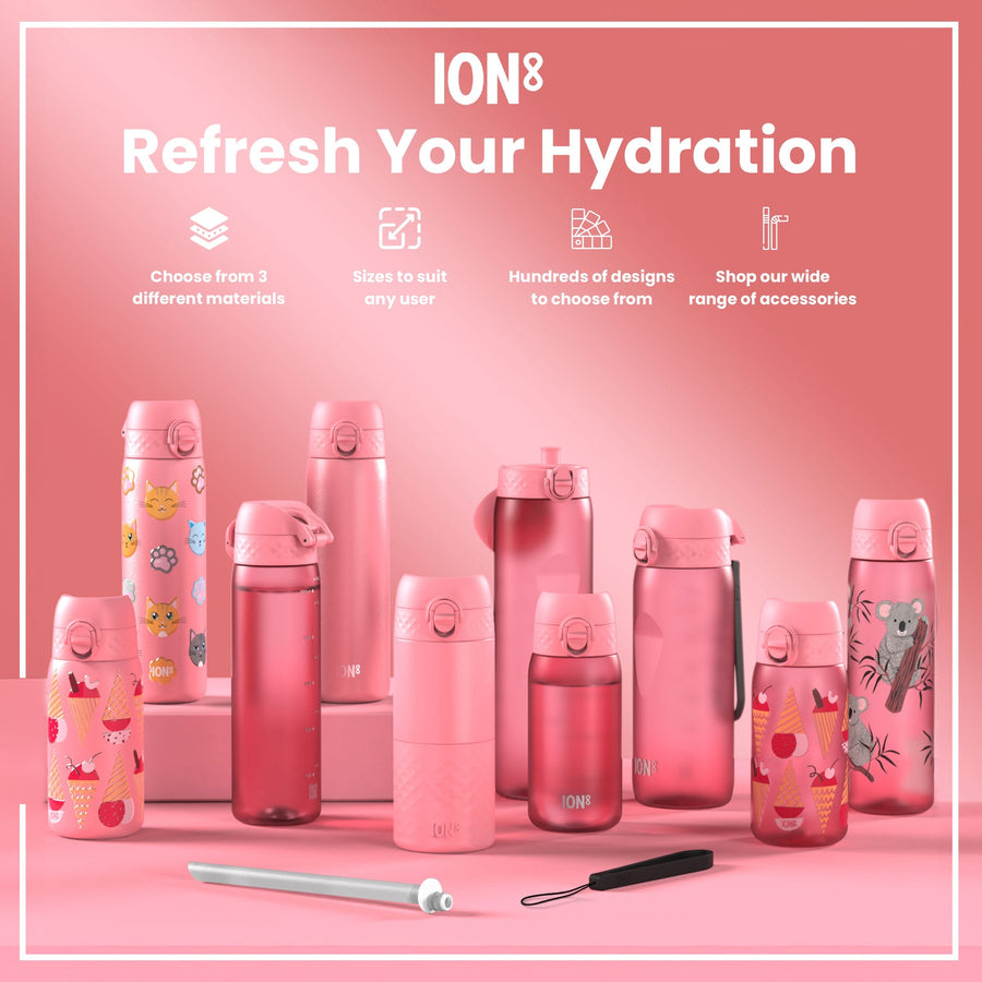 Ion8 Leak Proof Thermal Steel Water Bottle, Insulated, Ladybugs, 320ml (11oz)