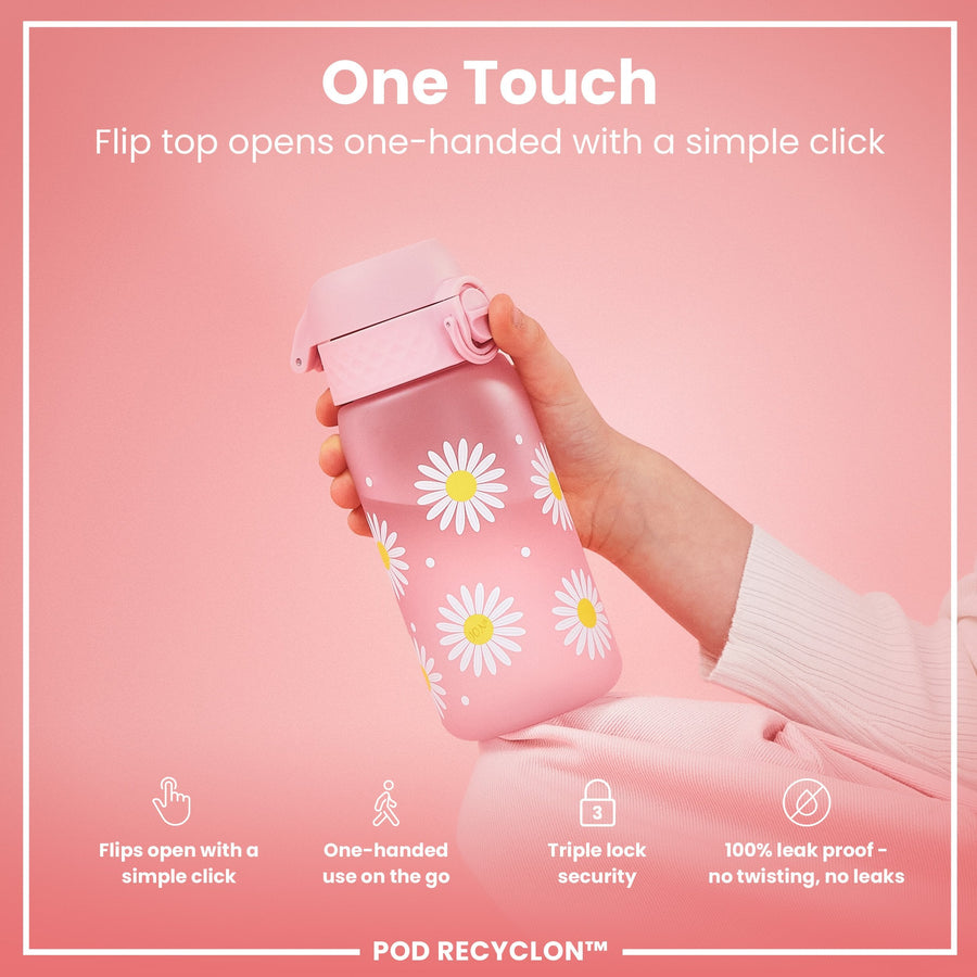 Ion8 Leak Proof Kids Water Bottle, Recyclon, Daisies, 350ml (12oz)
