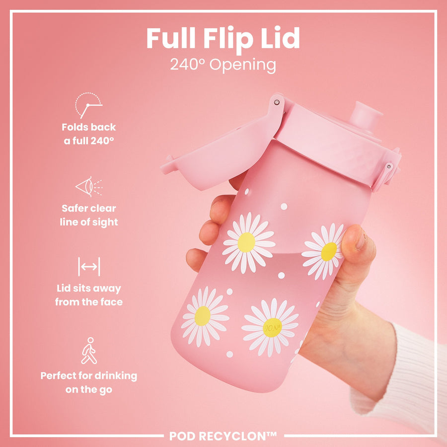 Ion8 Leak Proof Kids Water Bottle, Recyclon, Daisies, 350ml (12oz)