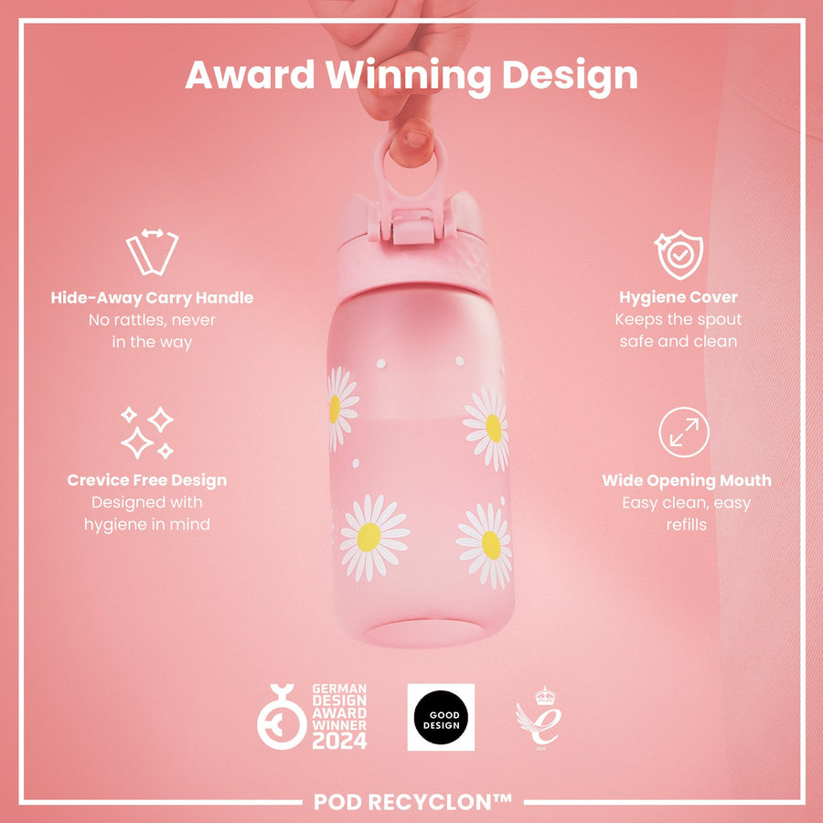 Ion8 Leak Proof Kids Water Bottle, Recyclon, Daisies, 350ml (12oz)