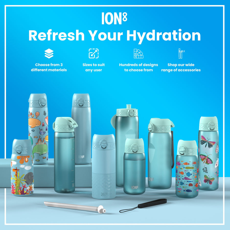 Ion8 Leak Proof Slim Water Bottle, Recyclon, Mermaids, 500ml (18oz)