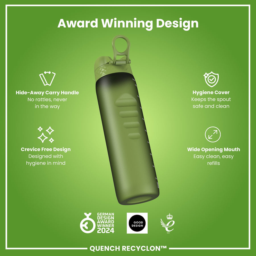 Ion8 Leak Proof 1 litre Water Bottle, Recyclon, Khaki Green, 1L