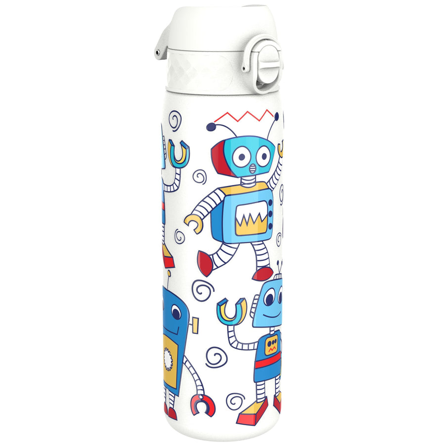 Ion8 Leak Proof Slim Water Bottle, Stainless Steel, Robots, 600ml (20oz)