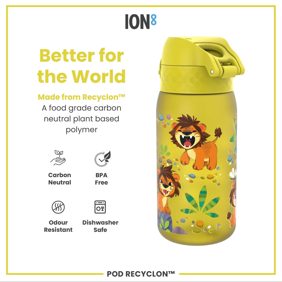 Ion8 Leak Proof Kids Water Bottle, Recyclon, Baby Lions, 350ml (12oz)
