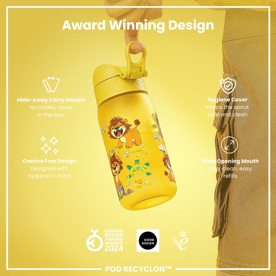 Ion8 Leak Proof Kids Water Bottle, Recyclon, Baby Lions, 350ml (12oz)
