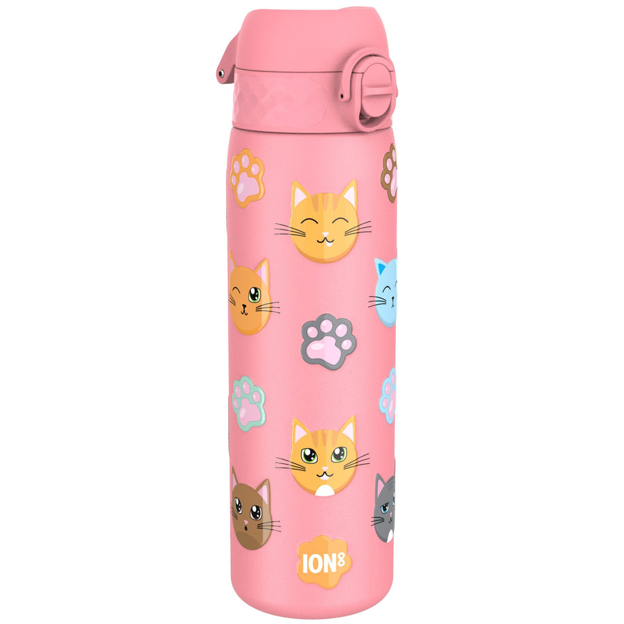 Ion8 Leak Proof Slim Thermal Steel Water Bottle, Insulated, Cats, 500ml (17oz)
