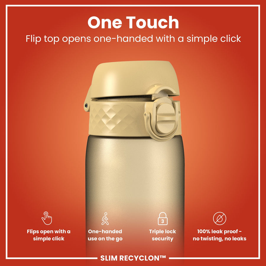 Ion8 Leak Proof Slim Water Bottle, Recyclon, Desert, 500ml (18oz)