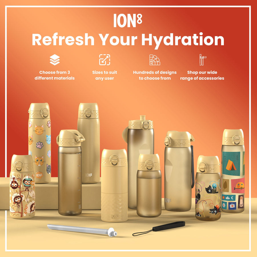 Ion8 Leak Proof Slim Water Bottle, Recyclon, Desert, 500ml (18oz)