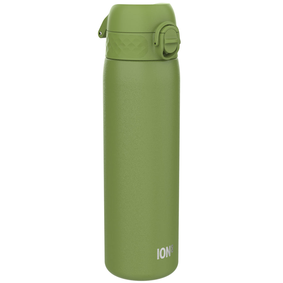 Ion8 Leak Proof Slim Water Bottle, Stainless Steel, Khaki Green, 600ml (20oz)