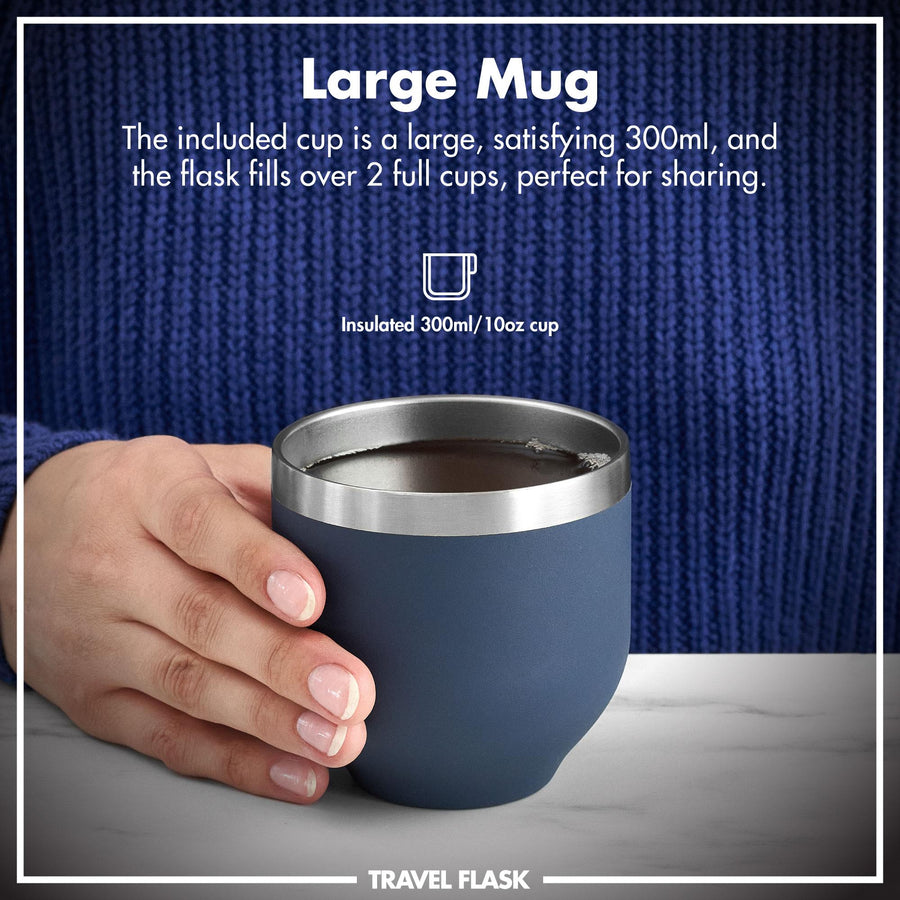 Ion8 Luma Vacuum Insulated, Flask & Mug, Ash Navy, 700ml (24oz)