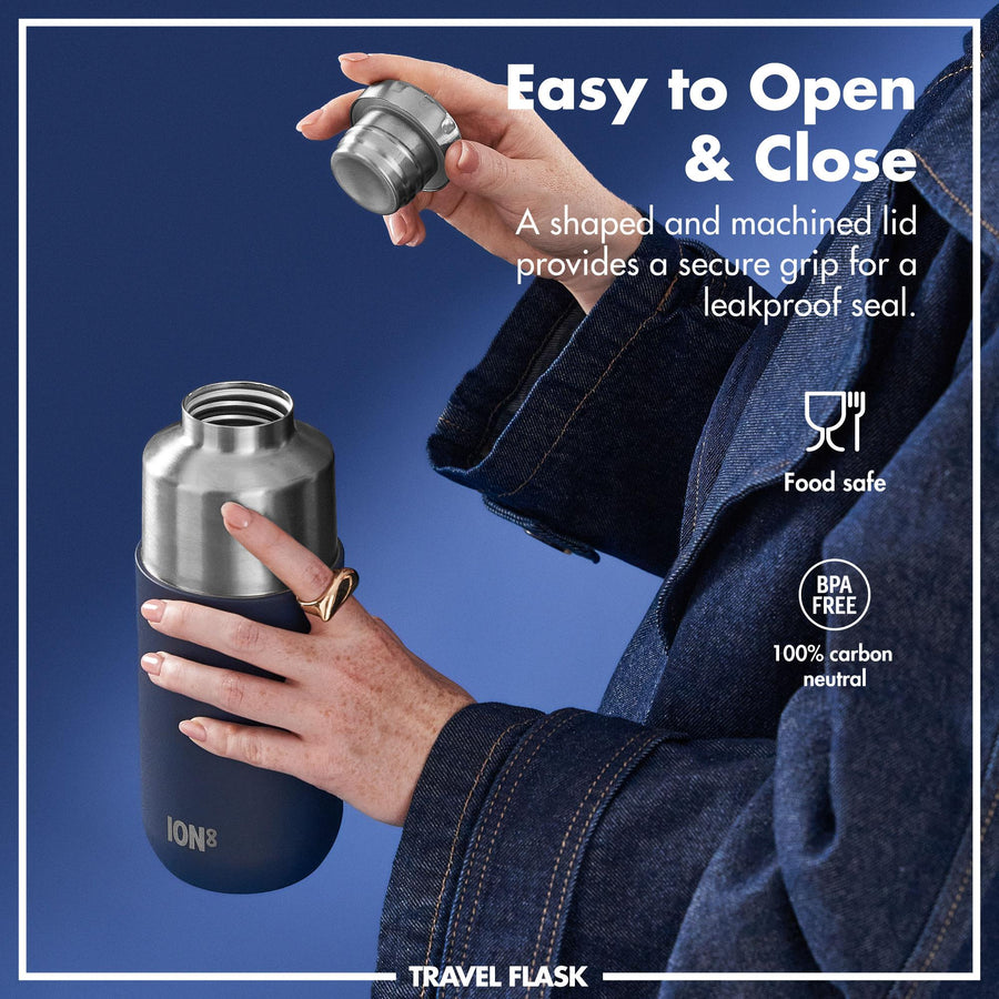 Ion8 Luma Vacuum Insulated, Flask & Mug, Ash Navy, 700ml (24oz)