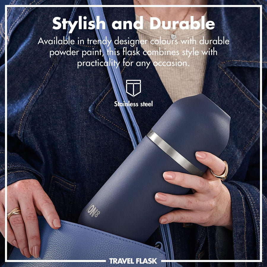 Ion8 Luma Vacuum Insulated, Flask & Mug, Ash Navy, 700ml (24oz)