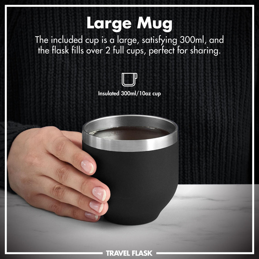 Ion8 Luma Vacuum Insulated, Flask & Mug, Black, 700ml (24oz)