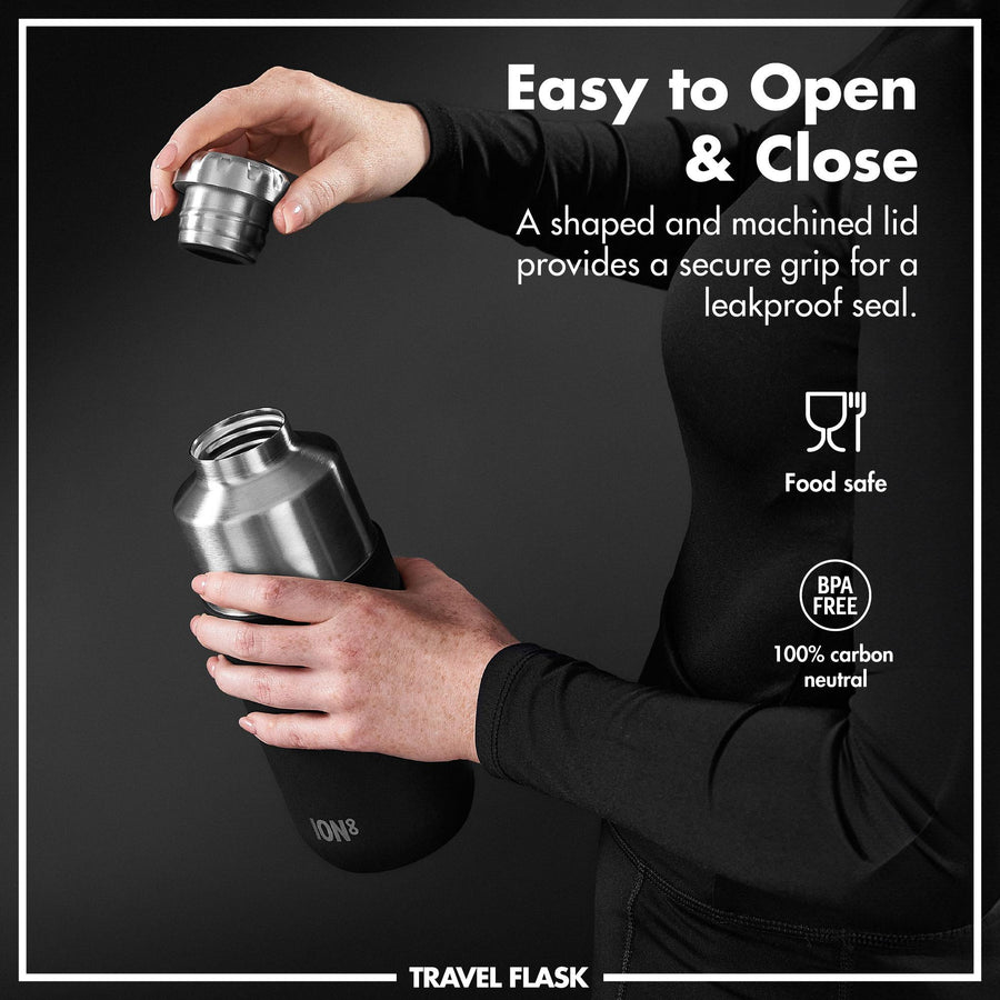Ion8 Luma Vacuum Insulated, Flask & Mug, Black, 700ml (24oz)