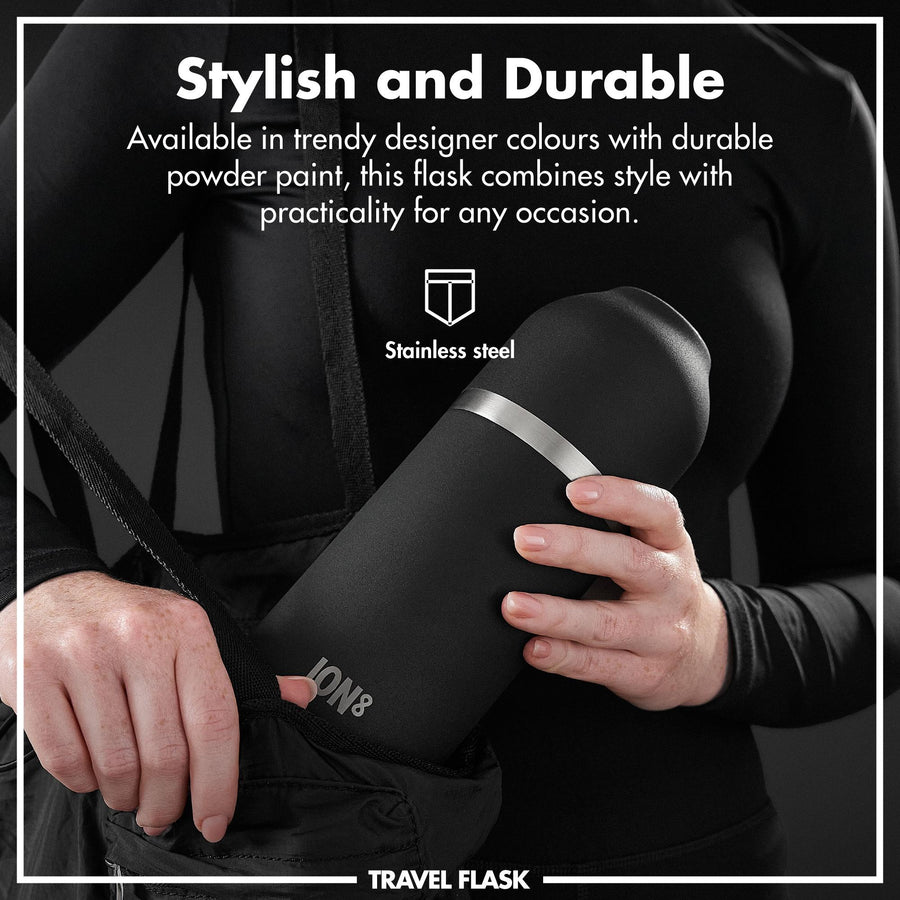 Ion8 Luma Vacuum Insulated, Flask & Mug, Black, 700ml (24oz)