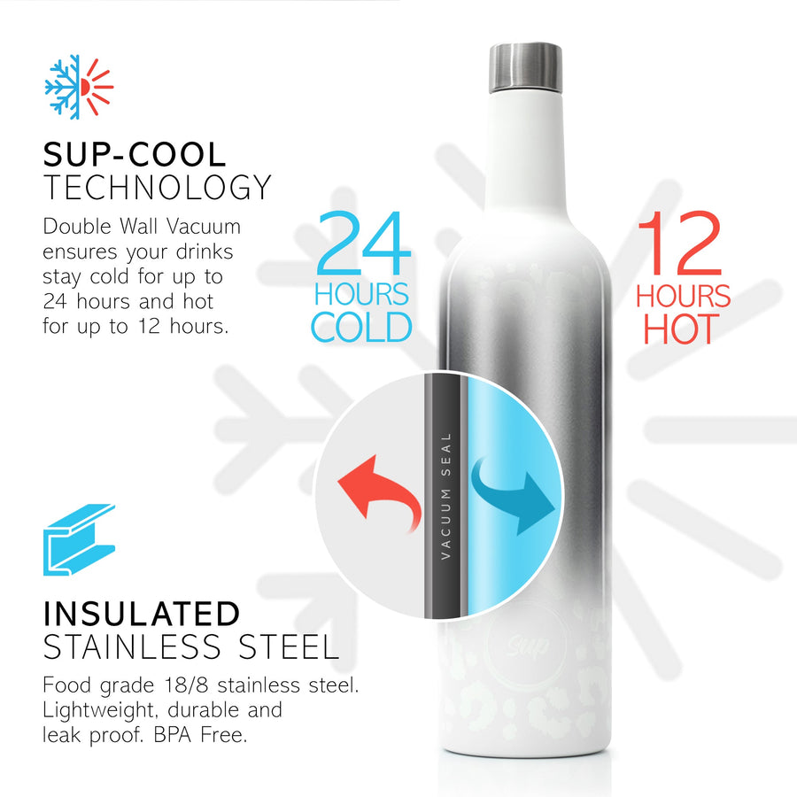 Insulated Wine Bottle & Tumbler Gift Set Snow Leopard