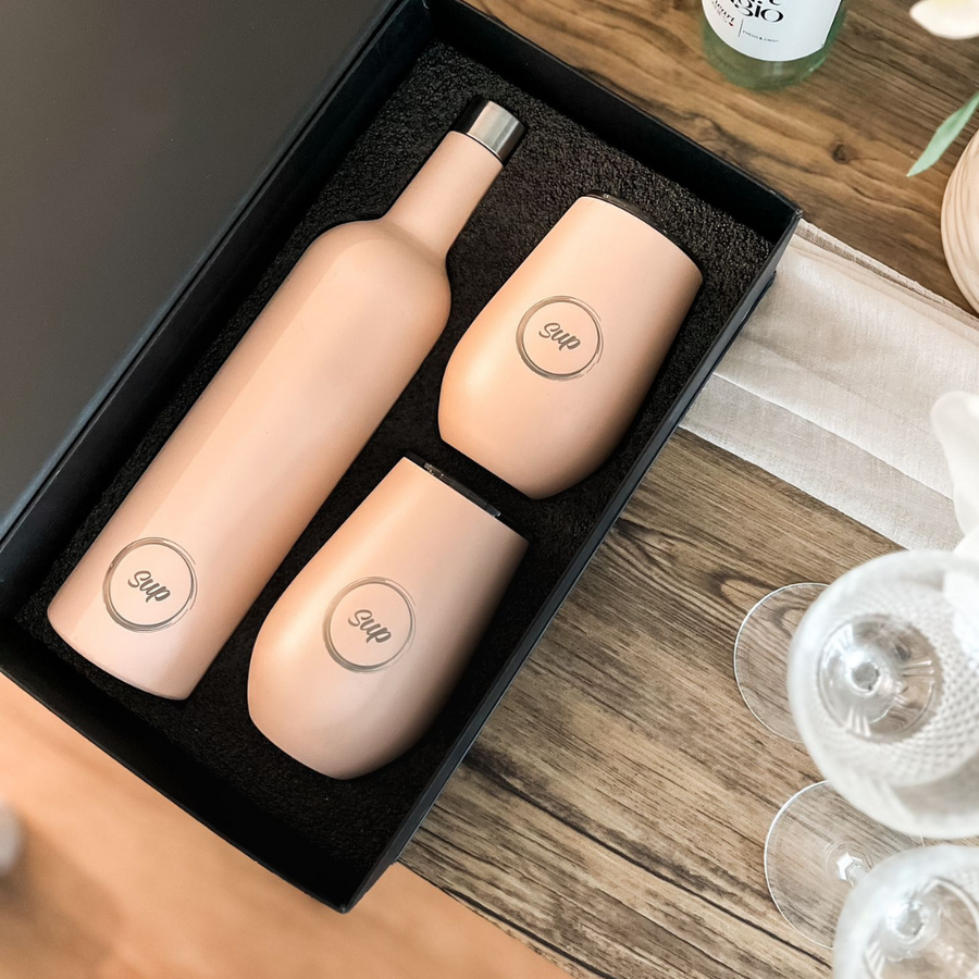 Insulated Wine Bottle & Tumbler Gift Set Blush Pink