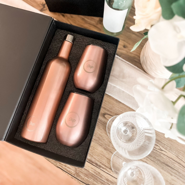 Custom Bliss Wine Bottle & 2 Tumbler Gift Set (Min Qty 10)