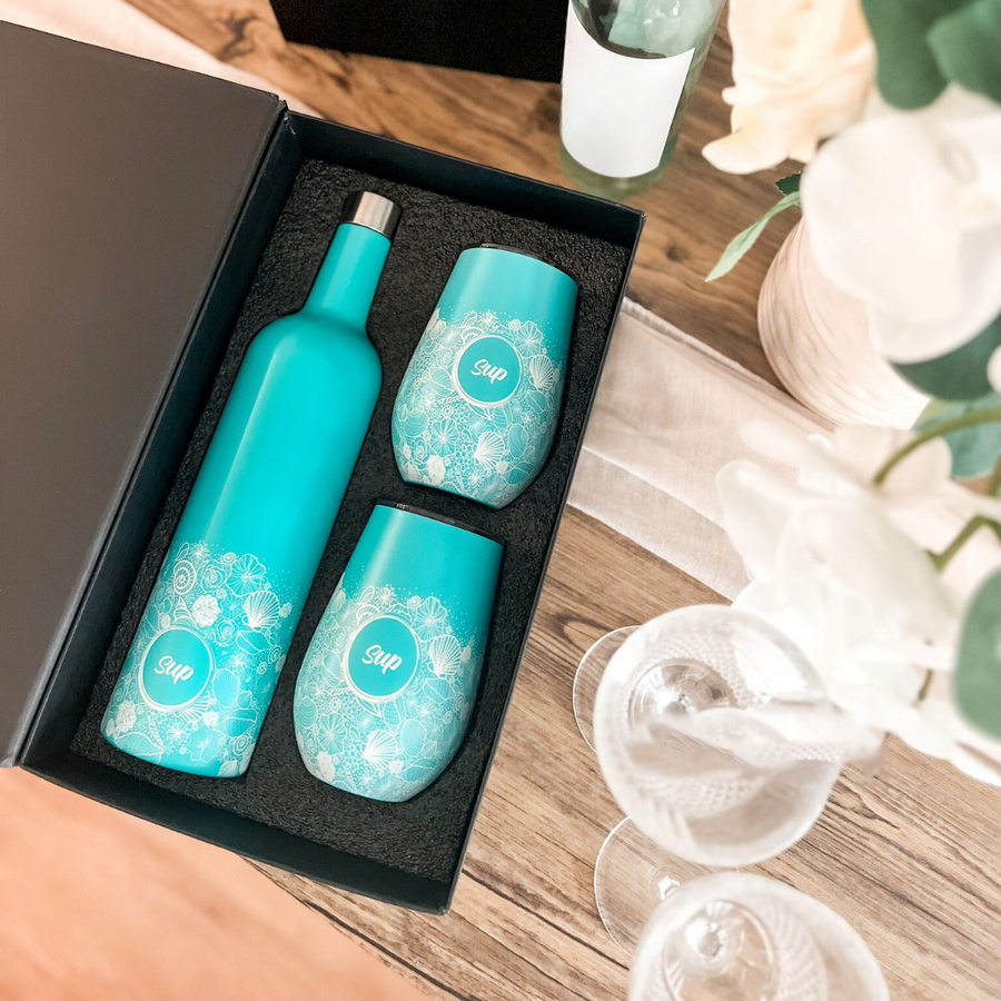 Insulated Wine Bottle & Tumbler Gift Set Shells