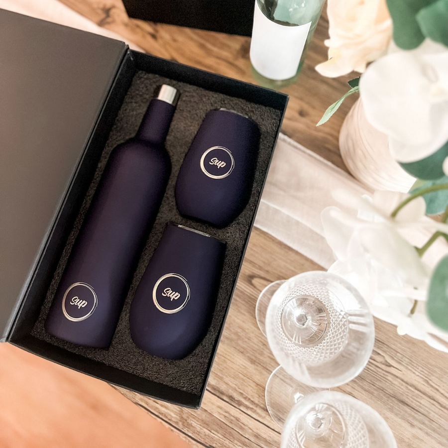 Insulated Wine Bottle & Tumbler Gift Set Soft Navy