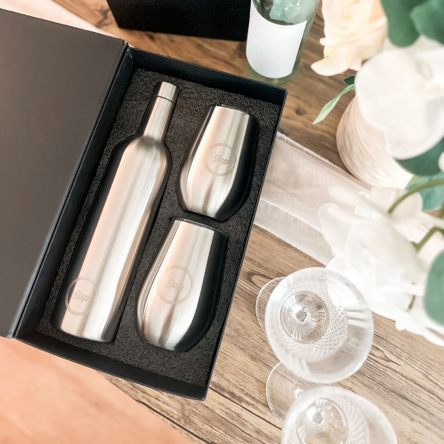 Insulated Wine Bottle & Tumbler Gift Set Stainless Steel