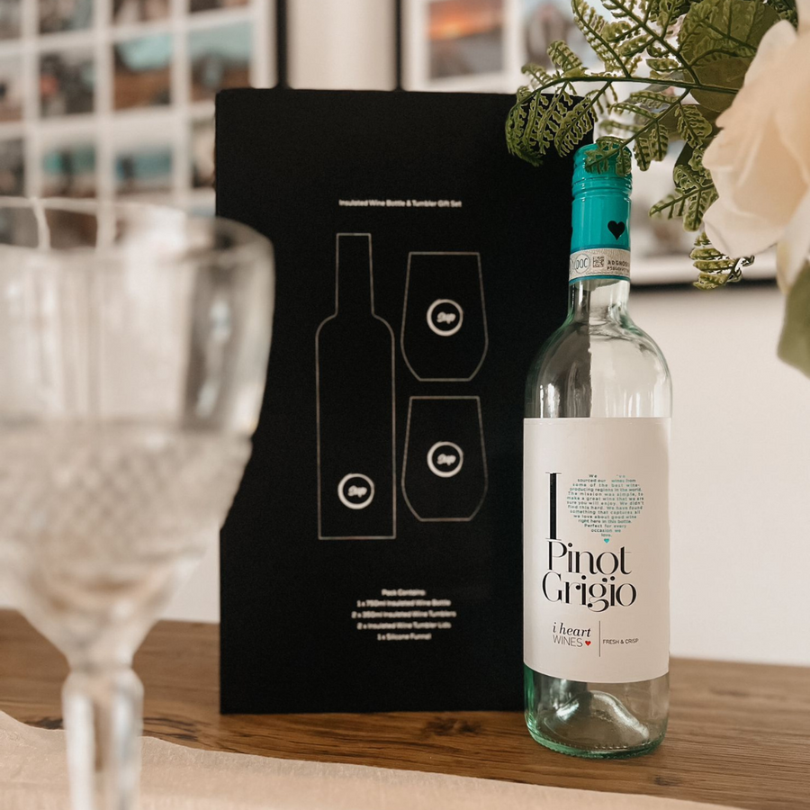 Insulated Wine Bottle & Tumbler Gift Set White