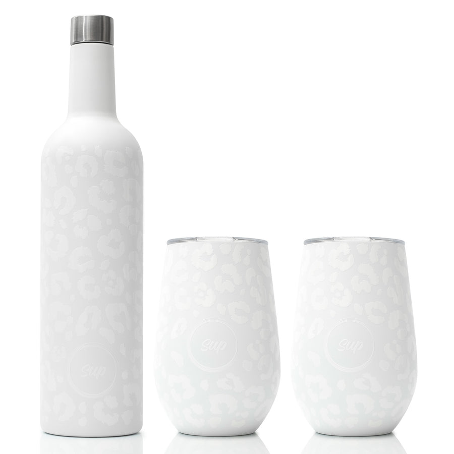 Insulated Wine Bottle & Tumbler Set | Snow Leopard