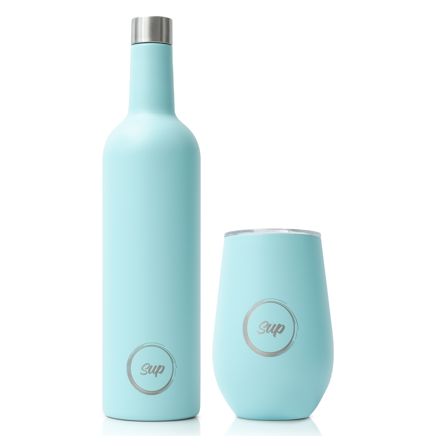 Insulated Wine Bottle and Wine Tumbler Set | Turquoise