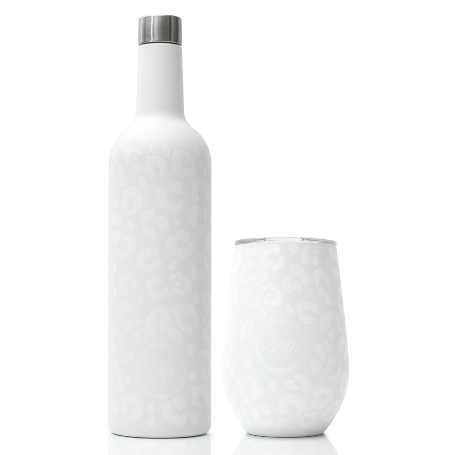 Insulated Wine Bottle and Wine Tumbler Set | Snow Leopard