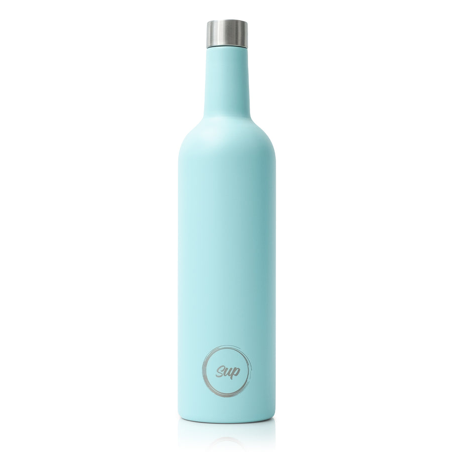 Sup Drinkware Stainless Steel Insulated Wine Bottle 750ml Wine Cooler, the perfect partner in wine picnics and beach days Aqua Turquoise Wine Cooler Bottle