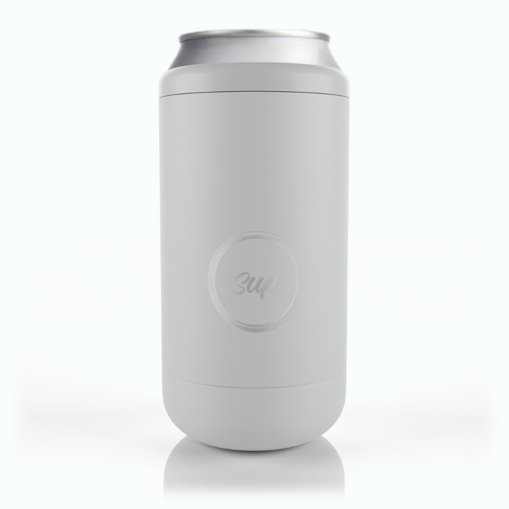 STUBiBudi 12oz Beer Cooler for Bottles and Cans with Bottle Opener (White)